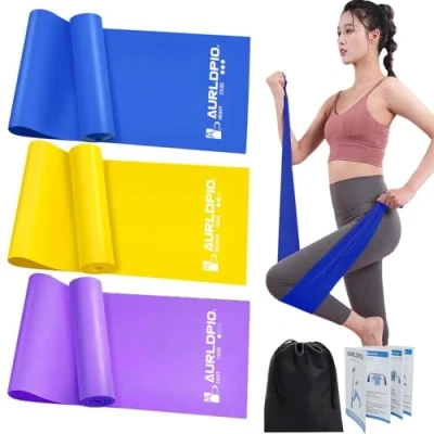 Image of Resistance Bands Set, [Set of 3] 1.5M/4.9ft Skin Friendly Exercise with 3 Levels,Workout Set for Women Men,Ideal Strength Training,Yoga,Gym,Pilates,Fitness