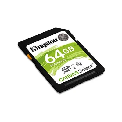 Image of Kingston SDS/64GB SDS 64 GB Canvas Select Class10 UHS I Flash Memory Card, Black