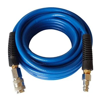 Image of aunstarwei PVC Reinforced Air Compressor Hose Blue with 1/4&quot; Europe Steel Quick Coupler and Plug Fittings, 10m Length
