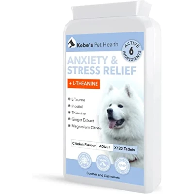 Image of KOBE&#039;S Dog Calming Tablets Anxiety Relief Travel Sickness Cat Chicken Flavour 120 for Anxious &amp; Hyperactive Dogs and Cats