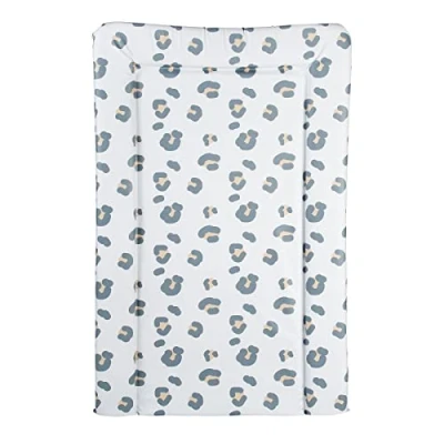 Image of CuddleCo Baby Nappy Changing Mat Waterproof, Anti Roll Nursery Table Topper with Curved Sides and Raised Edges Leopard Muted