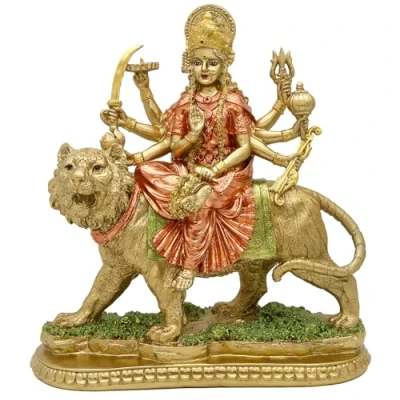 Image of Hindu Goddess Lord Durga Statue India God Murti Idol Home Temple Puja Sculpture Indian Diwali Day Mandir Pooja Decoration