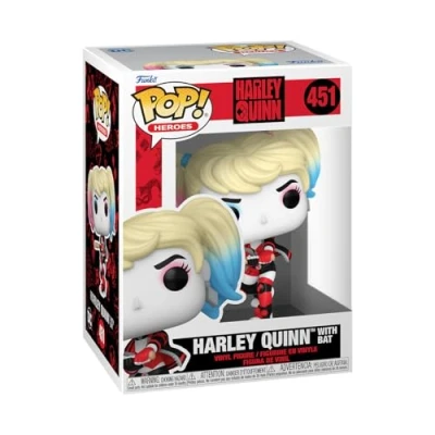 Image of Funko Pop! Heroes: DC Harley Quinn With Bat Collectable Vinyl Figure Gift Idea Official Merchandise Toys for Kids &amp; Adults Comic Books Fans Model Collectors and Display
