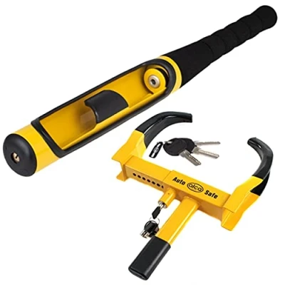 Image of Car Motorhome Campervan Anti Theft Security Set Steering Wheel Lock and Clamp Extendable Heavy Duty Alca Germany A303000A306000