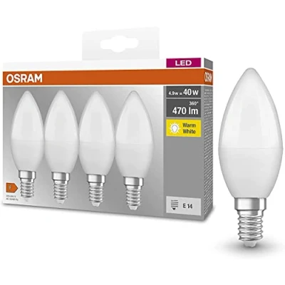 Image of OSRAM LED base Classic B / lamp in candle shape with E14 not dimmable replacement for 40 Watt Matt warm white 2700 Kelvin 3er Blister