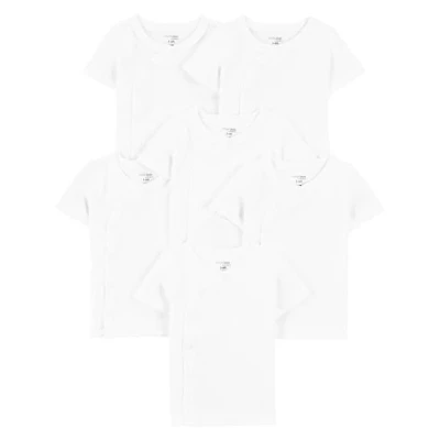 Image of Simple Joys by Carter&#039;s Baby Boys&#039; Side snap Short Sleeve Shirt, White, Premature (Pack of 6)