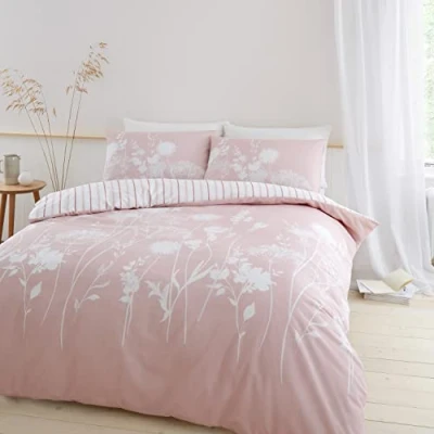 Image of Catherine Lansfield Meadowsweet Floral Super King Duvet Set Blush