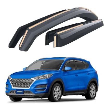 Image of Goodyear wind deflector for/compatible with Hyundai Tucson 2015 2020 door rain deflectors,car accessories, car deflectors, in channel 4 pieces,Dark smoky