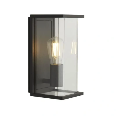 Image of Bakerloo 1 Light E27 Outdoor Boxed Wall/Porch Dark Grey, Clear Glass IP44