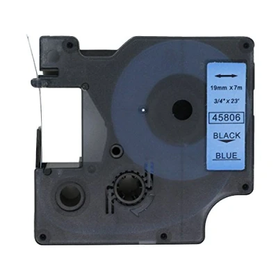 Image of Fassport 1 Pack Black on Blue Label Tape Compatible for DYMO D1 45806 19mm 3/4&quot;