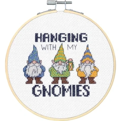 Image of Dimensions Counted Cross Stitch Kit Gnomies 72 76290 Arts and Crafts for Adults 14 count Aida 6 inch