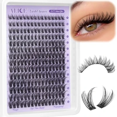 Image of Wispy Lash Clusters Natural Cluster Eyelash Extensions DIY Individual Lashes D Curl Extension Waterproof 224pcs 9 16mm Soft Thin Band by ALICE