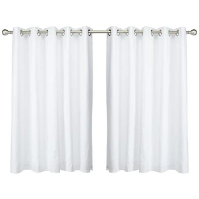 Image of Fusion White W66 x L54 Eyelet Curtains 100 Bedroom/Living Room Door Curtain Thermal Drapes/Window Treatment Sorbonne Collection, Polyester, Cotton, 66&quot; Width 54&quot; Drop (168 137cm)