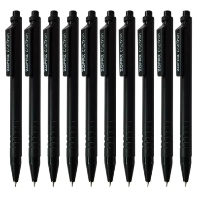 Image of ZOFAX ClicTron Retractable Ballpoint Pens, BLACK, Fine Point (0.7mm), Pack of 20, Smooth Ball Perfect for School Office Home Business Everyday Use