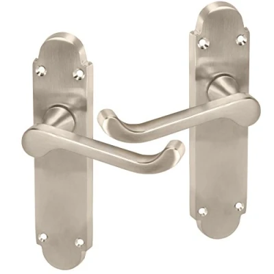 Image of 2X Sets of Interior 170mm Door Handles Brushed Nickel Lever Latch On Backplates