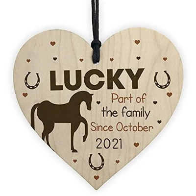 Image of RED OCEAN Personalised Horse Gift Wood Heart Lover Stable Sign For Family