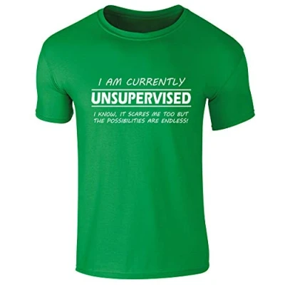 Image of I&#039;m Currently Unsupervised Funny Slogan Mens T Shirt Green (L)