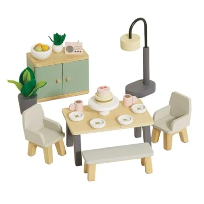 Image of Le Toy Van Wooden Daisylane Dining Room Dolls House Accessories Play Set For Houses Furniture Sets Suitable Ages 3+
