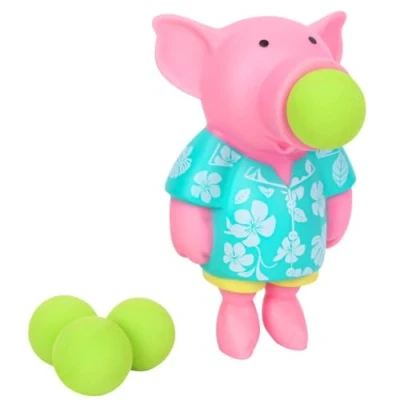Image of Zing Popper Toy Launches Foam Balls Up to 20 Feet Fun Indoor and Outdoor Game for Kids Includes 4 (Piggy)