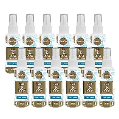 Image of Fabulosa Fab A Loo Odour Remover, Compact Toilet Air Freshener Perfume Spray, 60ml, 12 Pack, Ocean Breeze