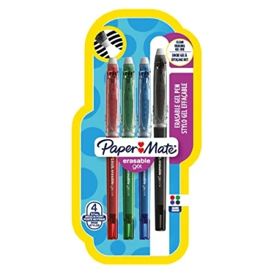 Image of Paper Mate Medium 0.7 mm Tip Erasable Gel Pen Assorted Standard Colours (Pack of 4)