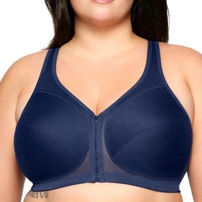 Image of Glamorise MagicLift Front Closure Posture Back Wirefree Bra 1265 (Women&#039;s &amp; Women&#039;s Plus) Blue