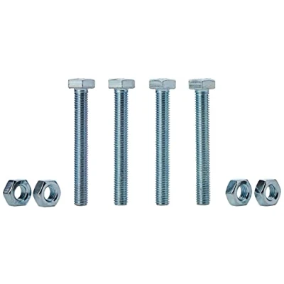 Image of Merriway BH02769 (4 Pcs) Steel Hex Head Bolts with Nuts M10 x 75mm Bright Zinc Plated Pack of 4 Pieces