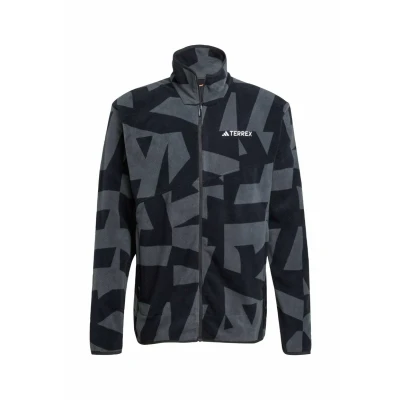 Image of adidas Men&#039;s Terrex Multi Printed Full Zip Fleece Jacket, Black/Carbon, M