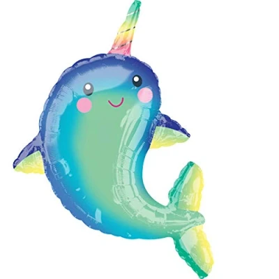 Image of (PKT) Narwhal SuperShape XL Foil Balloon 29&quot;/73cm x 39&quot;/99cm P35