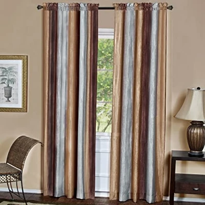 Image of Ombre Panel Light Filtering Semi Sheer Window Curtain 63 Inch Length, 50 Width Chocolate Soft Polyester Drapes for Bedroom Living &amp; Dining Room by Achim Home Decor