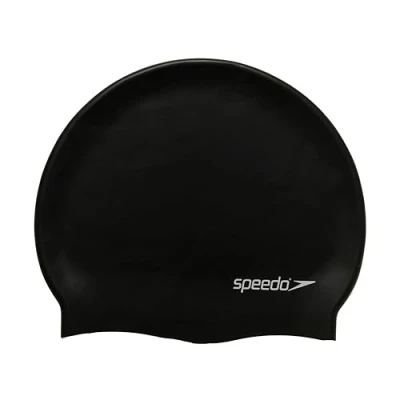 Image of Speedo Unisex Flat Silicon Swim Cap Hair Protect, Black, One Size