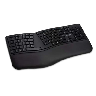 Image of Kensington Pro Fit Ergo Wireless Keyboard, US QWERTY Layout, Dual 2.4GHz and Bluetooth 4.2 Technology, Compatible with Chrome OS, MacOS Windows, K75401WW, black