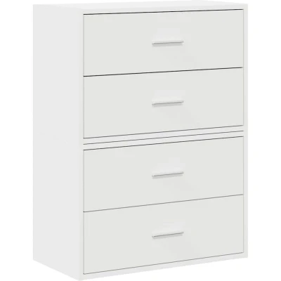 Image of vidaXL engineered wood white storage cabinet 2 drawer/office stacking option 60x31x40 cm versatile adaptable