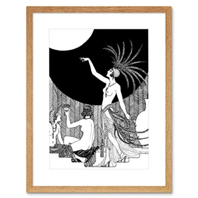 Image of Wee Blue Coo Art Deco Harem Portrait Artwork Framed Wall Print 12X16 Inch