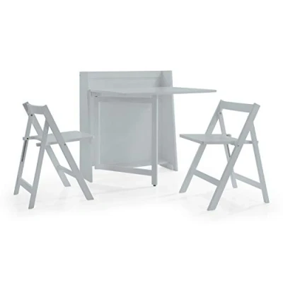 Image of Julian Bowen Compact Dining Set, Mdf &amp; Rubberwood, Light Grey, Height: 90, Width: 80, Depth: 87cm