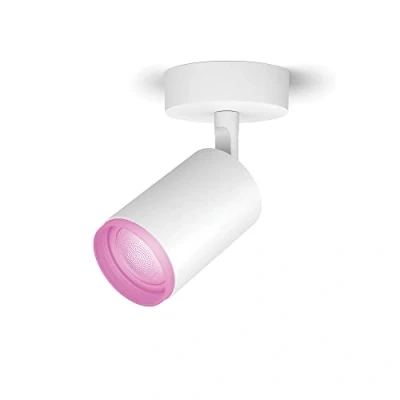 Image of Philips Hue Fugato White &amp; Colour Ambiance Smart Single Ceiling Spotlight LED (GU10) with Bluetooth, White, Compatible Alexa, Google Assistant and Apple HomeKit