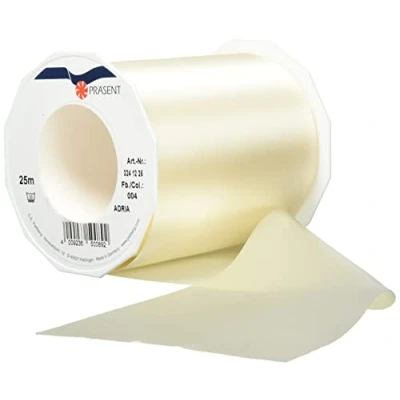 Image of C.E. Pattberg Präsent Adria Satin Ribbon Cream 112 mm width, 25 m length