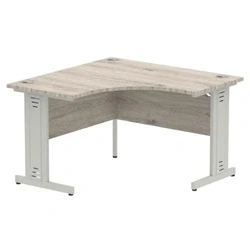 Image of Impulse 1200mm Corner Desk Grey Oak Top Silver Cable Managed Leg