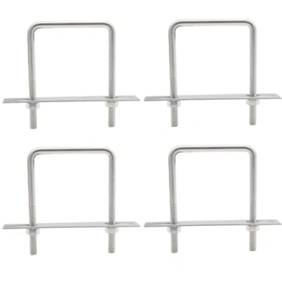 Image of Hocansen 4 Set Square U Bolts M8 Brackets with Nuts, Washer and Frame Plate 75x110mm Stainless Steel Fastener for Car Industrial Applications (US/M8 75x110mm)