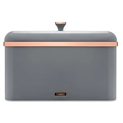 Image of Tower T826130GRY bread box Rectangular Black Steel