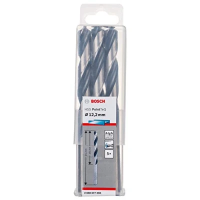 Image of Bosch Professional 5 Piece PointTeQ HSS Twist Drill Bit (for Metal, 12.2 x 101 151 mm, Driver Accessories)