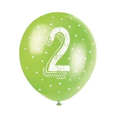 Image of Assorted Color Number 2 Latex Balloons (30cm) Pack of 5 Perfect for Birthdays &amp; Special Occasions