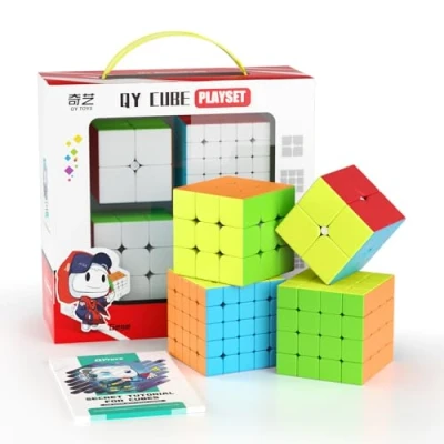 Image of ROXENDA Speed cube Set, Magic Set of 2x2 3x3 4x4 5x5 with Gift Box, Secret Tutorial for Cubes (Stickerless set)