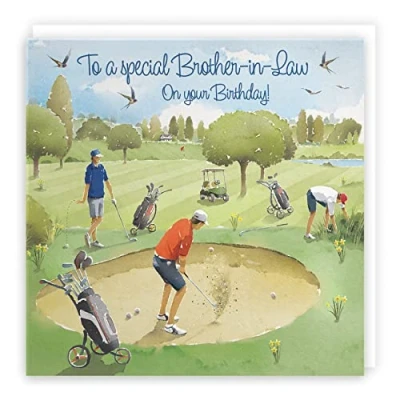 Image of Hunts England Brother in Law Golfing Birthday Card Golf Milo&#039;s Gallery Fun Golfers For Funny