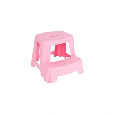 Image of Plastic 2 Step Small Sturdy Foot Stool One Supplied (Pink)