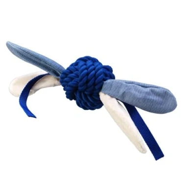 Image of House of Paws Rope Ball with Blue Tags Dog Toy
