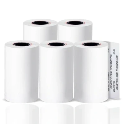 Image of 5 Rolls of 57 x 40mm Thermal Paper Till Receipt Roll for Cash Register, POS, Credit Card Machine with Red Warning Strip
