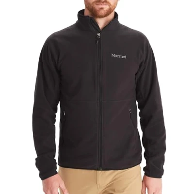 Image of Marmot Men&#039;s Rocklin Jacket, Warm Fleece Full Zip Breathable, Wind Resistant Body Warmer, Black, S