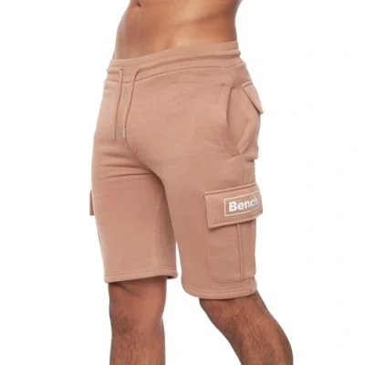 Image of Bench Mens Shorts Fleece Drawstring Jogging Knee Length Sweatpants Gym Casual Half Pants with Pockets Clay Claxton S