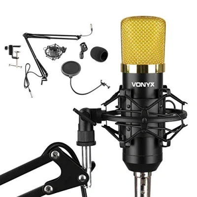 Image of VONYX Desktop Condensor Microphone with Desk Stand Boom Arm Podcast Recording